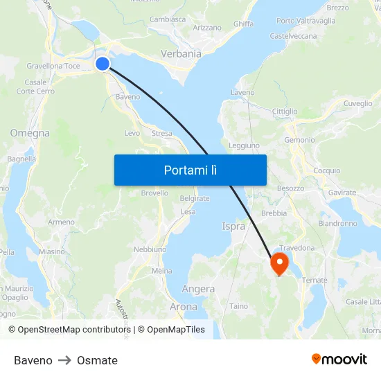 Baveno to Osmate map