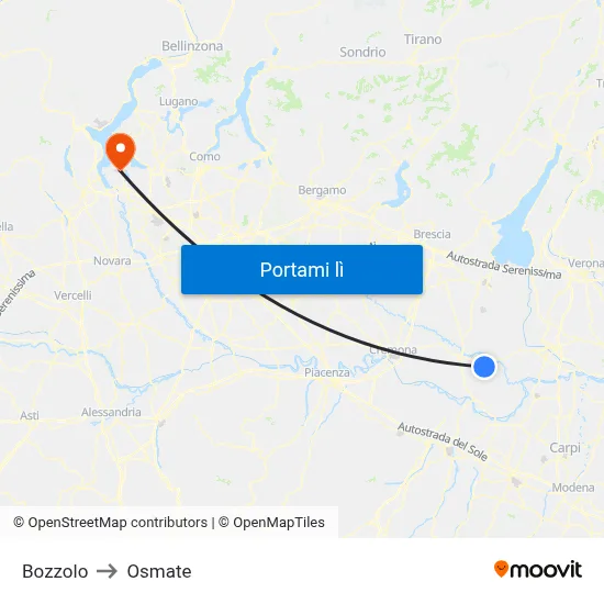 Bozzolo to Osmate map