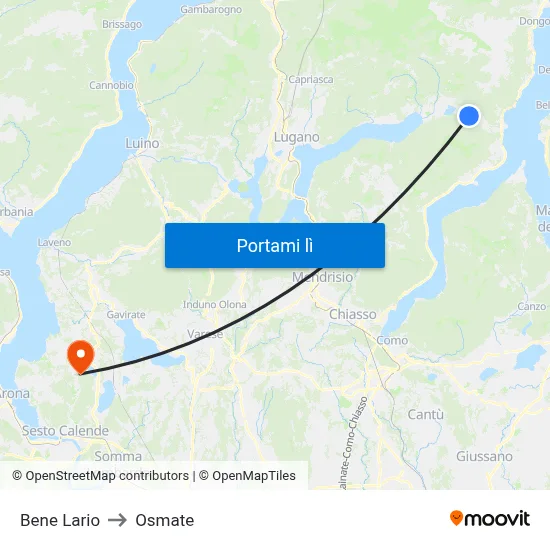 Bene Lario to Osmate map