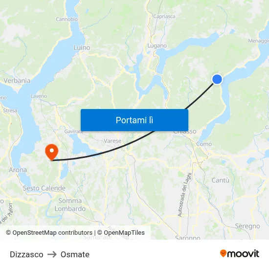 Dizzasco to Osmate map