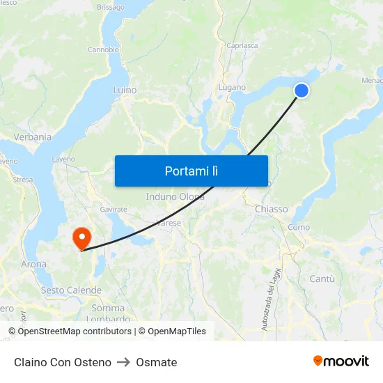 Claino Con Osteno to Osmate map