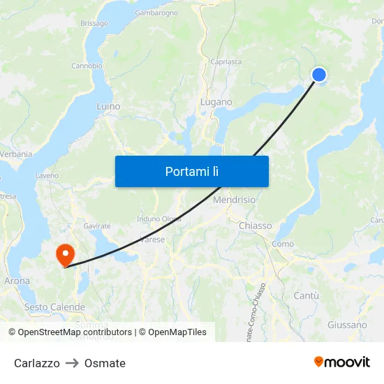 Carlazzo to Osmate map