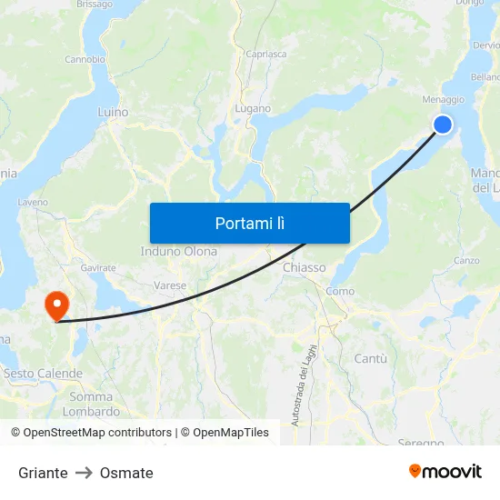 Griante to Osmate map