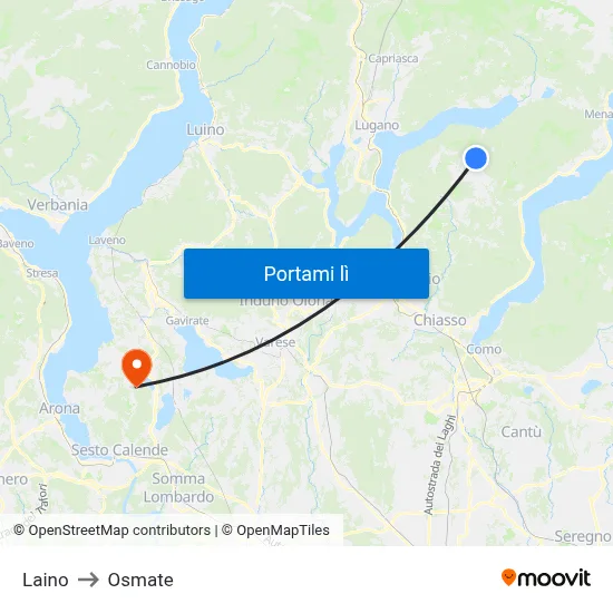 Laino to Osmate map