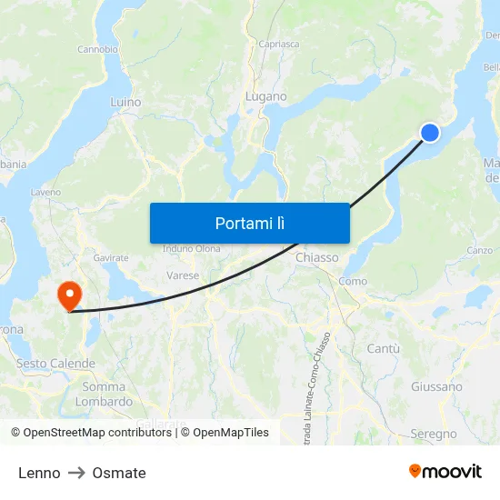 Lenno to Osmate map