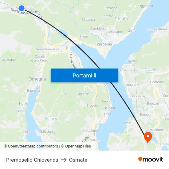 Premosello-Chiovenda to Osmate map