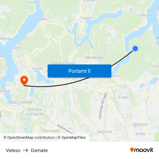 Veleso to Osmate map