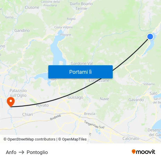 Anfo to Pontoglio map