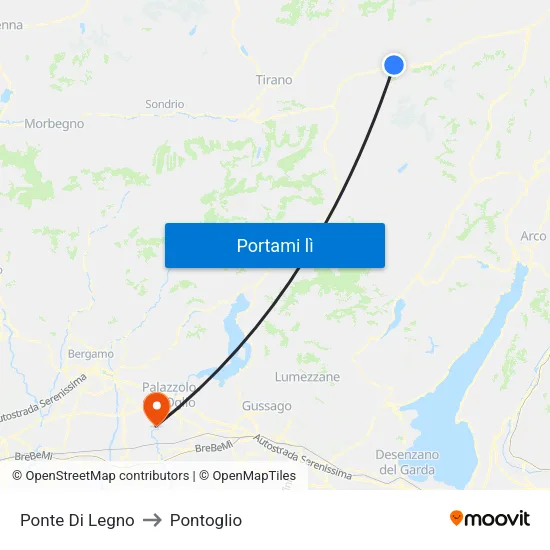 Ponte Di Legno to Pontoglio map