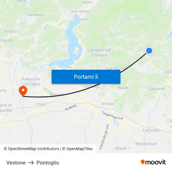 Vestone to Pontoglio map