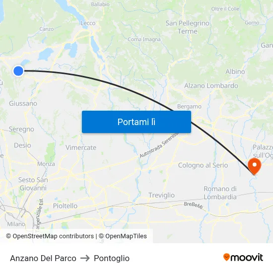 Anzano Del Parco to Pontoglio map