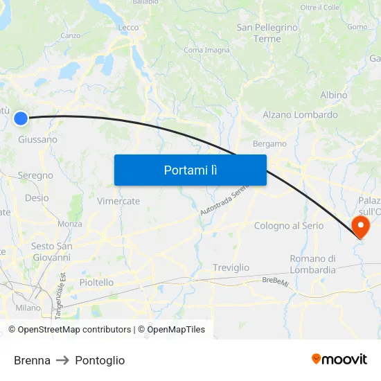 Brenna to Pontoglio map