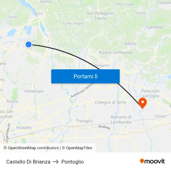 Castello Di Brianza to Pontoglio map