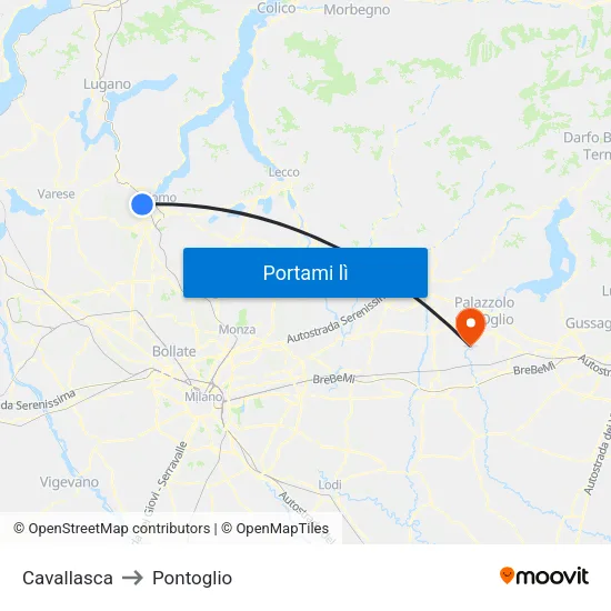 Cavallasca to Pontoglio map