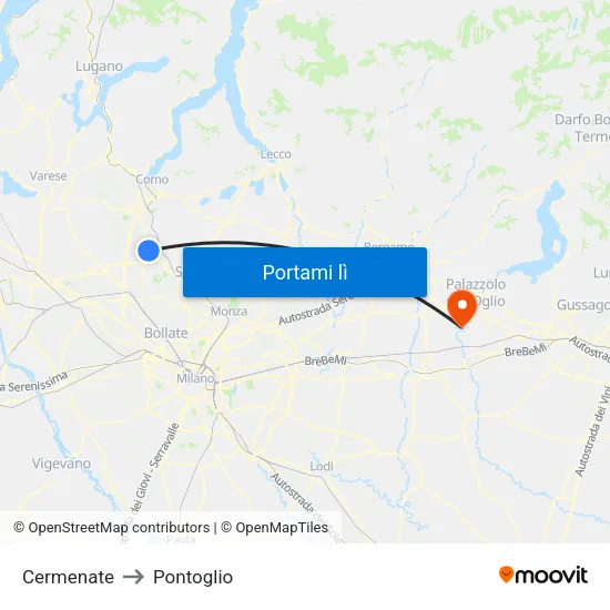 Cermenate to Pontoglio map