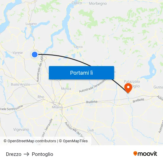 Drezzo to Pontoglio map