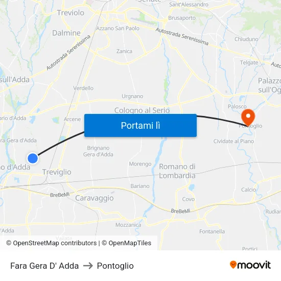 Fara Gera D' Adda to Pontoglio map