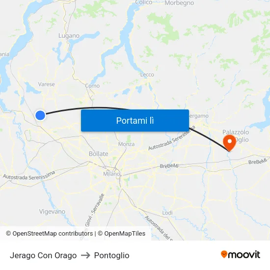 Jerago Con Orago to Pontoglio map