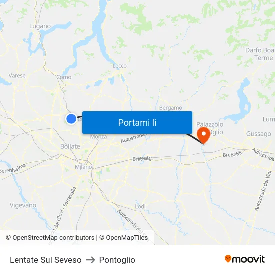 Lentate Sul Seveso to Pontoglio map