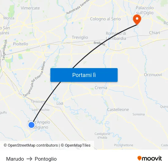 Marudo to Pontoglio map