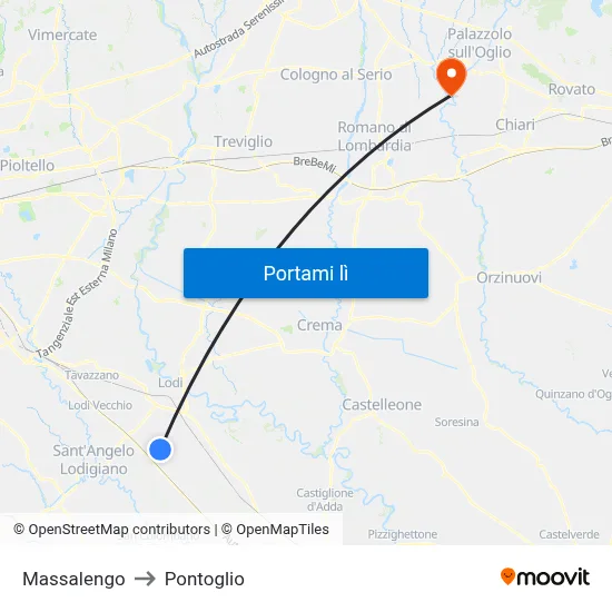 Massalengo to Pontoglio map