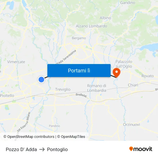 Pozzo D' Adda to Pontoglio map