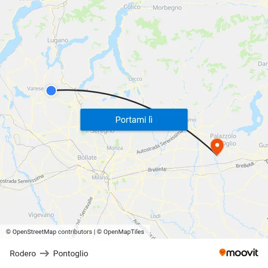 Rodero to Pontoglio map