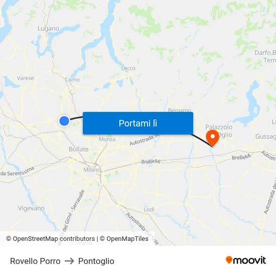 Rovello Porro to Pontoglio map