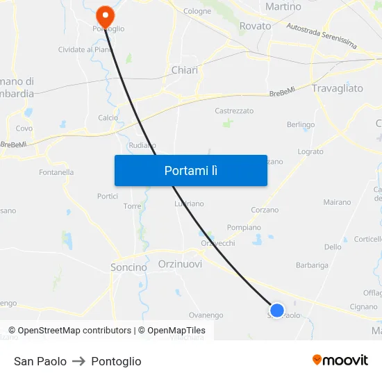 San Paolo to Pontoglio map