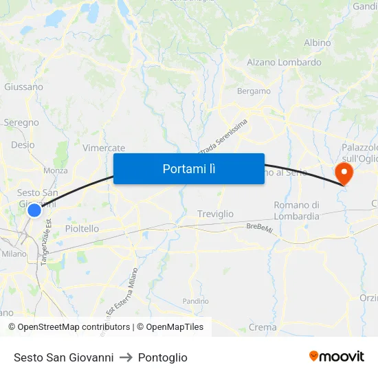 Sesto San Giovanni to Pontoglio map