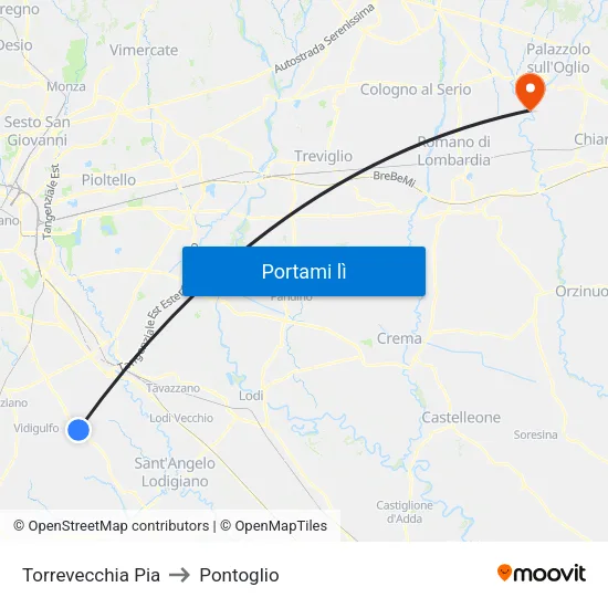 Torrevecchia Pia to Pontoglio map