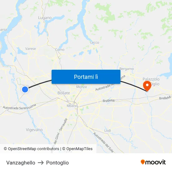 Vanzaghello to Pontoglio map