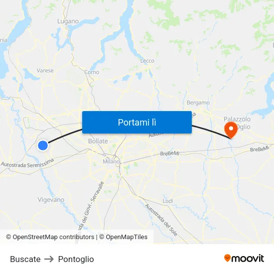 Buscate to Pontoglio map