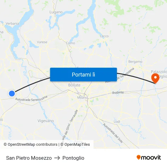 San Pietro Mosezzo to Pontoglio map