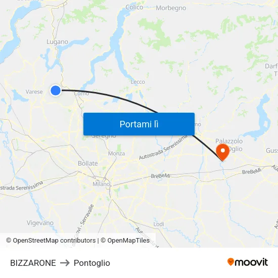 BIZZARONE to Pontoglio map