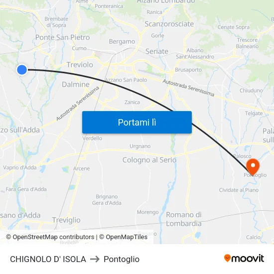 CHIGNOLO D' ISOLA to Pontoglio map