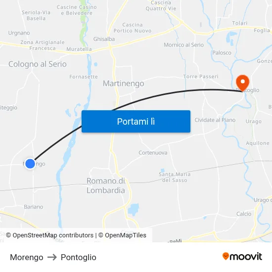 Morengo to Pontoglio map