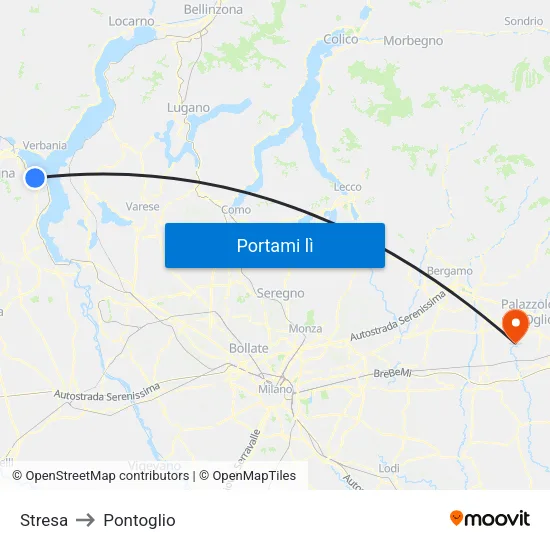 Stresa to Pontoglio map