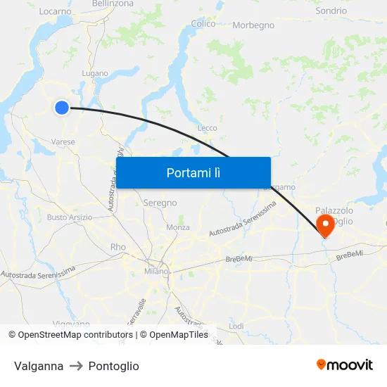 Valganna to Pontoglio map