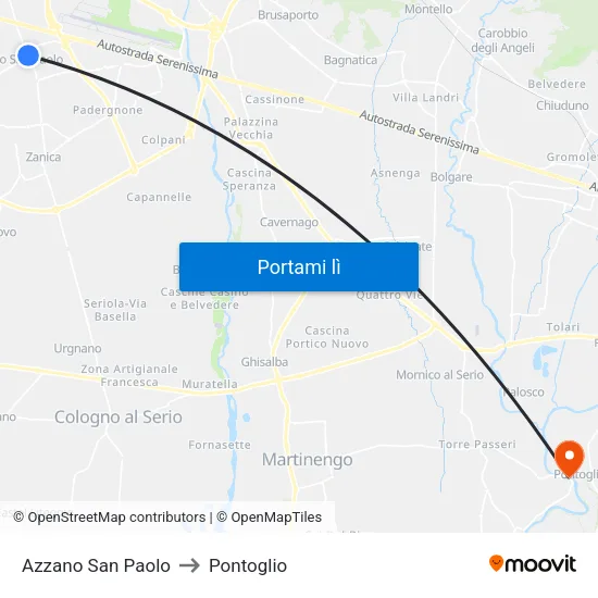 Azzano San Paolo to Pontoglio map