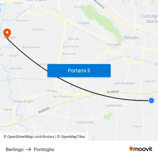 Berlingo to Pontoglio map