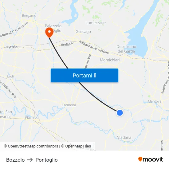 Bozzolo to Pontoglio map
