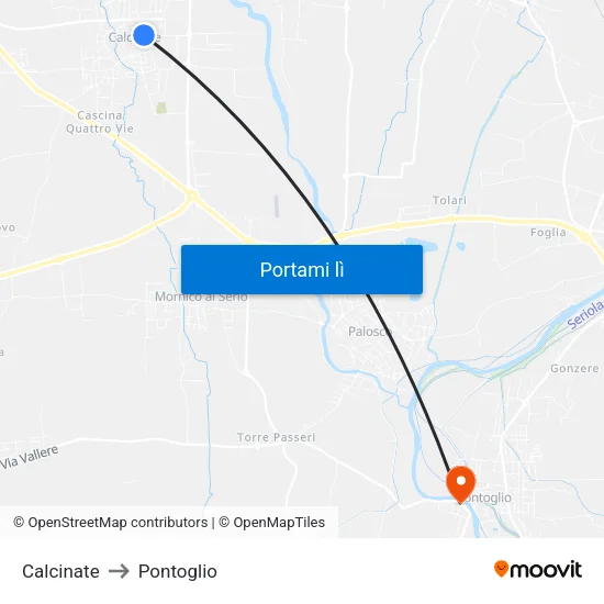 Calcinate to Pontoglio map