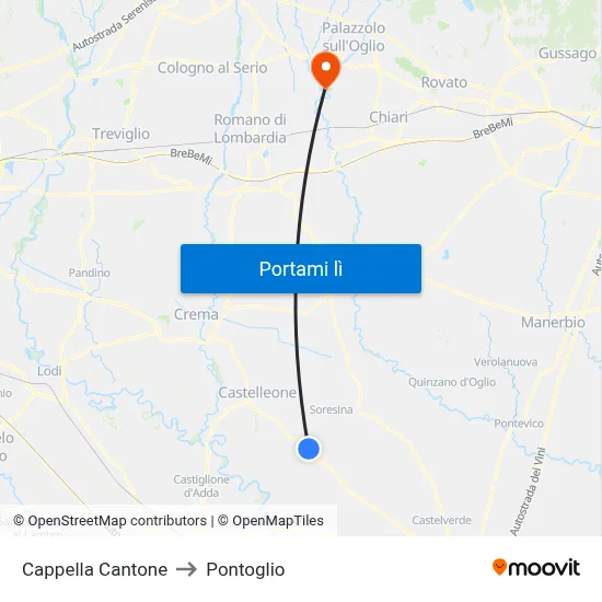 Cappella Cantone to Pontoglio map