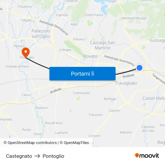 Castegnato to Pontoglio map