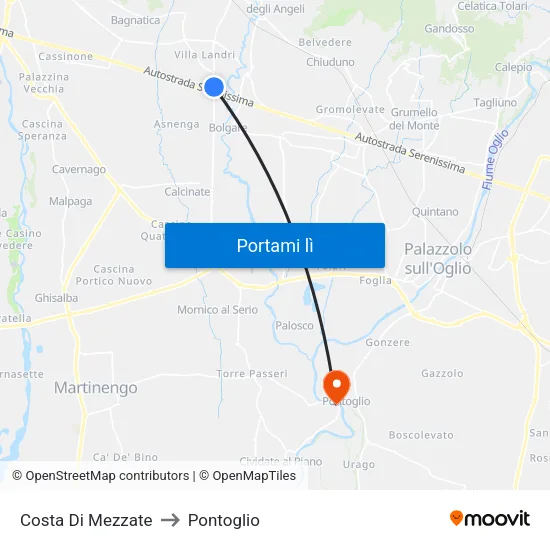Costa Di Mezzate to Pontoglio map