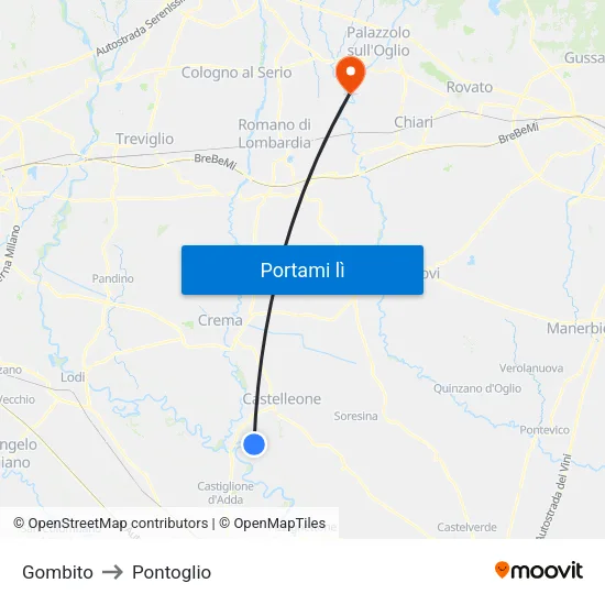 Gombito to Pontoglio map