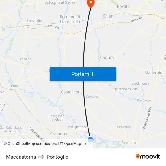 Maccastorna to Pontoglio map