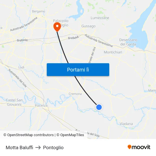 Motta Baluffi to Pontoglio map