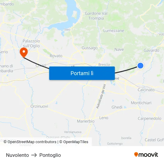 Nuvolento to Pontoglio map